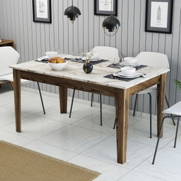 Hanah Home Milan 515 Mesa de Comedor Nogal y Blanco